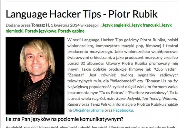 An interiew about learning languages (in Polish)